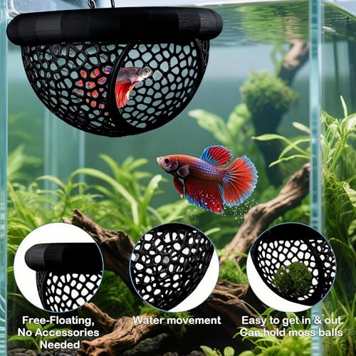 Three-Piece Betta Fish Feeder, Betta Fish Toy, and Shrimp nest Aquarium Floating Hiding Place 3D Printed Material 2.7 x 1.5 inches, Suitable for Small Fish