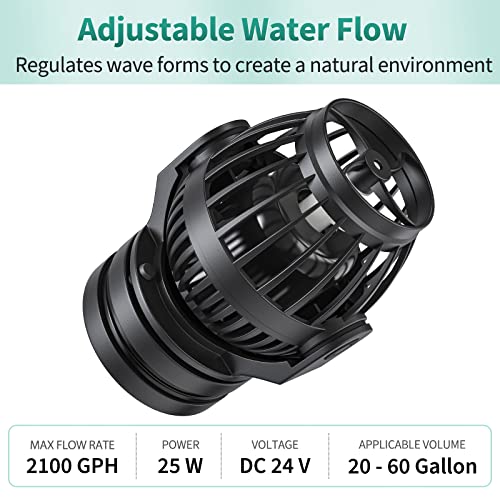 Uniclife 2100 GPH Aquarium Wave Maker for 60-120 Gallon Fish Tanks Adjustable Circulation Pump with Controller and Magnet Mount for Marine Freshwater Aquarium Circulation Pond - size: 60-120 Gallon