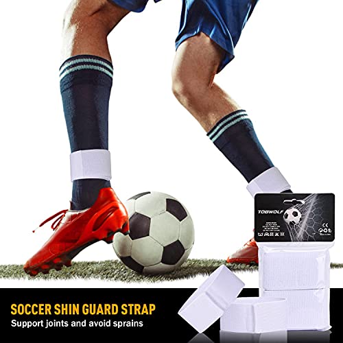 4PCS Soccer Shin Guard Strap, Anti Slip Sports Football Shin Straps | Fixed Legging Bands for Shin Guards, Ankle Guards Support Straps for Soccer, Kicking Ball, Running & Cycling