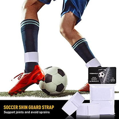 4PCS Soccer Shin Guard Strap, Anti Slip Sports Football Shin Straps | Fixed Legging Bands for Shin Guards, Ankle Guards Support Straps for Soccer, Kicking Ball, Running & Cycling
