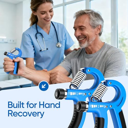 FitBeast Grip Strength Trainer 2 Pack – Adjustable Hand Grip Strengthener for Strength Training & Rehabilitation, 10-132 lbs Resistance Forearm Strengthener, Ideal for Athletes, Rehab, Office - color: Light Blue