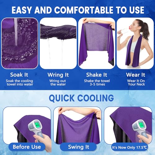 Hosuly 30 Pack Cooling Towels Bulk Microfiber Breathable, Purple - color: Purple