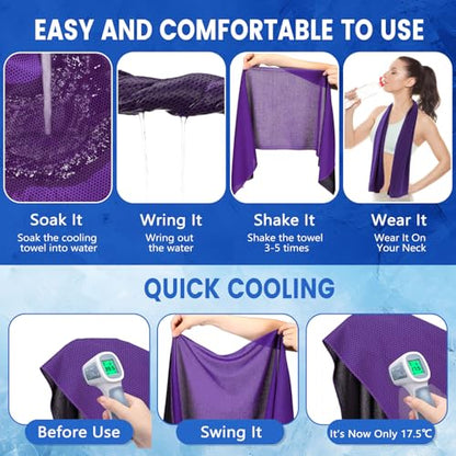 Hosuly 30 Pack Cooling Towels Bulk Microfiber Breathable, Purple - color: Purple