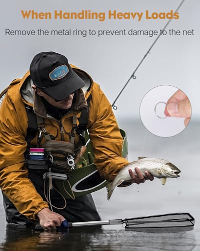 Pawfly Fishing Net with Collapsible Aluminum Handle and Nylon Mesh for Aquarium Pond Freshwater and Saltwater, Minnow Net for Bait and Trout, Portable Fishing Landing Net - size: 10" x 13" Net - Aluminum Handle