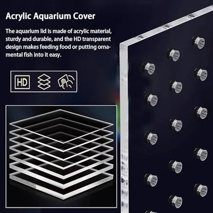 Acrylic Aquarium Anti-Jumping Lid Cover with Feeding Ventilation Hole, Clear Custom Fish Tank Top Cover Acrylic Grid Panel, for Aquarium Home - size: 31x16.5cm/12.2x6.5inch