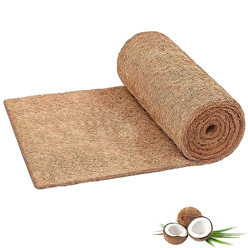 16x80 Inch Natural Coco Liner Roll Coconut Coir Liner for Planters, Coconut Fiber Mat, Flower Basket Garden Decor, No-Slip Ice and Snow Carpet Mats Reptile Animal Pet Pad Liner