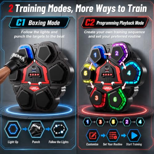 Music Punching Machine, Boxing Trainer with Rhythm Lights - color: Black Red