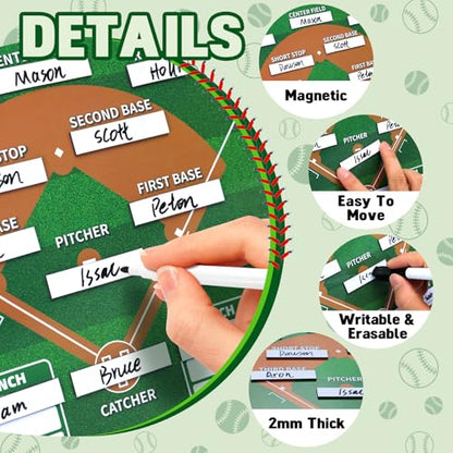WISYOK Baseball Lineup Board, Magnetic, 40 Cards | Dry Erase, Double Sided, for Dugout, Dry Erase, Scoring, Coaching, Team Use - style: Baseball Large