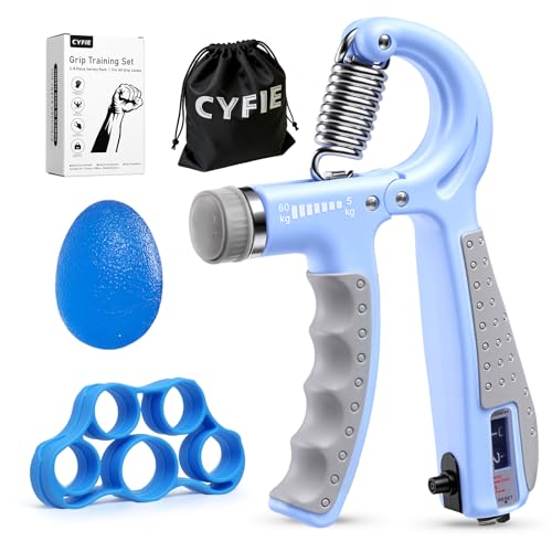 CYFIE Grip Strength Trainer Kit Adjustable 10-132Lbs Hand Exerciser Counter - color: Blue