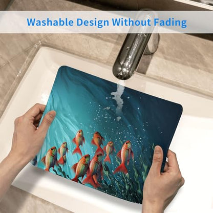 Mouse Pad with Stitched Edge Comfortable Mouse Mat with Non-Slip Rubber Base Gaming Mousepads Fish Aquarium Washable Mouse Pads for Computers Office Laptop 10 x12 inch