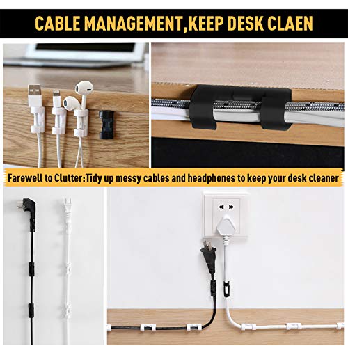Cable Clips with Strong Self-Adhesive, XIAOXI Cord Organizer Cable Management Organizing Cords Wire for Car, Home and Office - 20 Pcs (Clear)