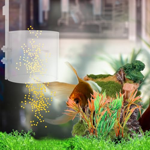 Fish Feeding Ring Acrylic Aquarium Feeder with Hook Anti-Scatter Fish Food Container Feeding Supply