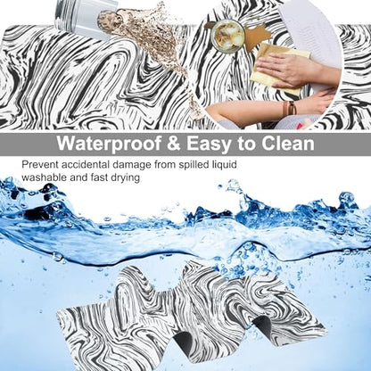 Black and White Marble Desk Mat,Large Abstract Marble Texture Gaming Keyboard Mouse Pad,Non-Slip Rubber Base Desk Pad Thick Stitched Edges Waterproof Mousepad Mouse Mat 31.5"x11.8" - color: White and Black Marble