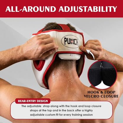 Boxing Headgear with Cheek Protection, Adjustable MMA & Kickboxing Sparring Helmet, Triple Layer EVA Padding, PU Leather - size: X-Large