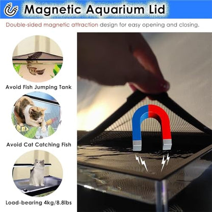 Aquarium Anti-Jump Cover， DIY Fish Tank Top Cover/Anti-Jumping Net with Magnetic Edges(L39.4xW13.8in(100x35cm))