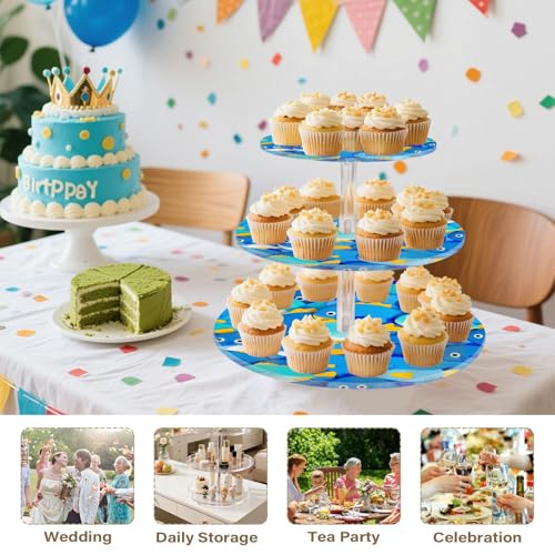 Cute Cartoon Fish Blue Transparent Acrylic Tray Spill-Proof Three-Layer Pallet Store Sundries In The Entrance Hall