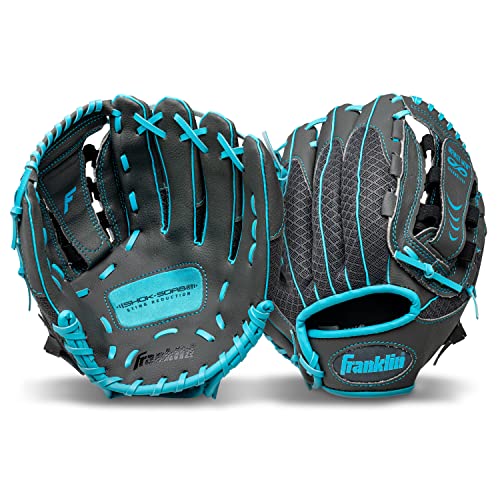 Franklin Sports Youth Teeball Gloves - Shok Sorb Kids Baseball + Teeball Mitt - Boys + Girls Fielder Gloves - 10.5" Inch - color: Graphite/Blue