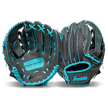 Franklin Sports Youth Teeball Gloves - Shok Sorb Kids Baseball + Teeball Mitt - Boys + Girls Fielder Gloves - 10.5" Inch - color: Graphite/Blue