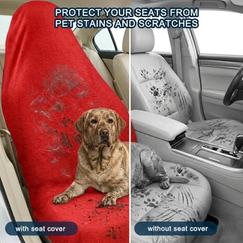 Car Seat Towel Cover, Universal Front Seat Protector for Cars, SUVs and Trucks, Sweat Towel Car Seat Cover for Gym, Yoga, Swimming, Pets and Family Travel, Haute Red, 2 Pack - color: Haute Red