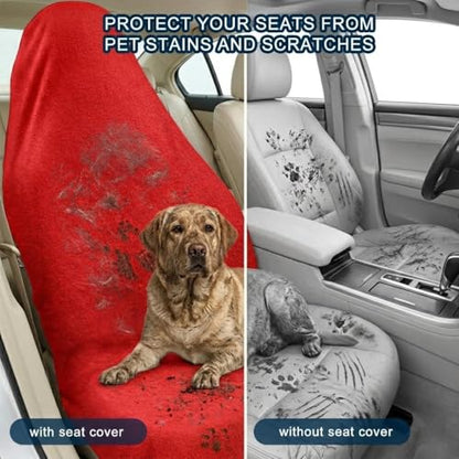 Car Seat Towel Cover, Universal Front Seat Protector for Cars, SUVs and Trucks, Sweat Towel Car Seat Cover for Gym, Yoga, Swimming, Pets and Family Travel, Haute Red, 2 Pack - color: Haute Red