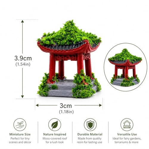 8 pcs Chinese Pavilion Pagoda with Glass Micro Landscape Dollhouse Decoration Japanese Miniature Pagoda Statue Tabletop Fairy Garden Decoration