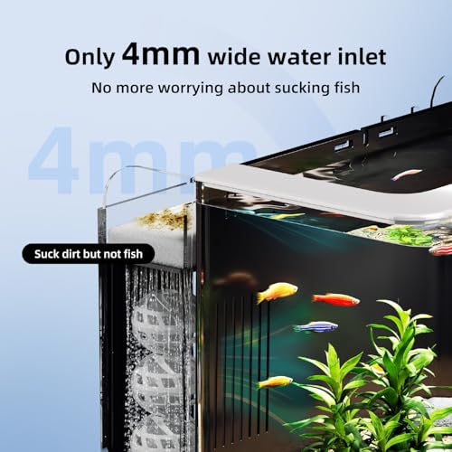 Betta Fish Tank, 2.5 Gallon Aquarium Kit with Modular Filtration, Heater, Light, Self Cleaning, Oxygenation, Small Fish Tank for Guppy, Shrimp - color: Black with Heater