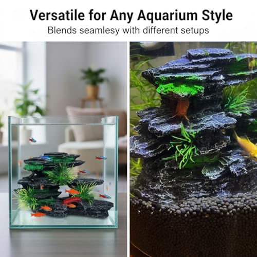 J-star Medium Aquarium Rock Mountain Decor – Realistic Resin Landscape Ornament for Fish Tanks – Enhances Underwater Scenery, Easy to Clean, Safe for Fish