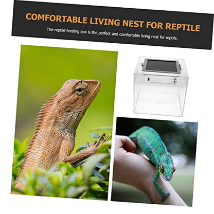 Toyvian 1pc Reptile Feeding Box Breathable Breeding Container for Geckos Snakes and Small Pets Material for Easy Observation and Cleaning and Weather Resistant Reptile Habitat