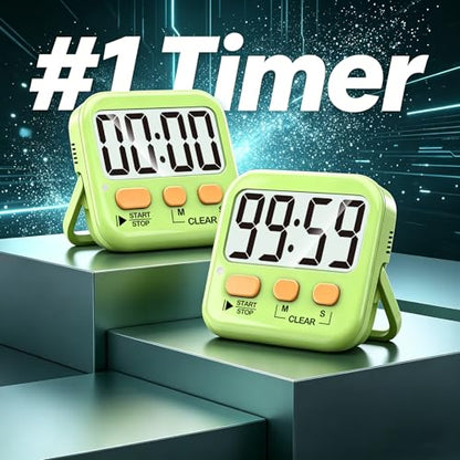Antonki 2 Pack Digital Timer for Kids Classroom Kitchen Timers for Cooking - color: Light Green