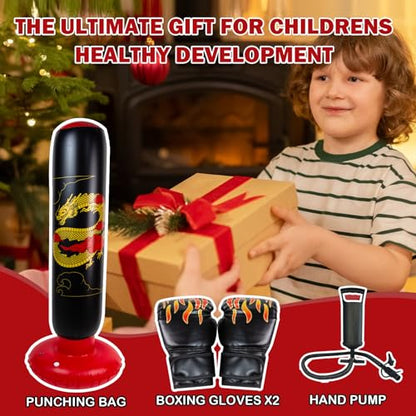 Onirii 66 Inch Kids Inflatable Punching Bag - color: Golden Dragon