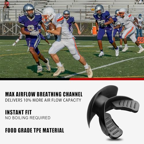 Gy Football Mouth Guard Football Mouthpiece, Mouthguard with Strap for Hockey/Lacrosse/Wrestling/Boxing/Basketball, Fits Adults/Youth/Kids 11+ (Black) - color: Black