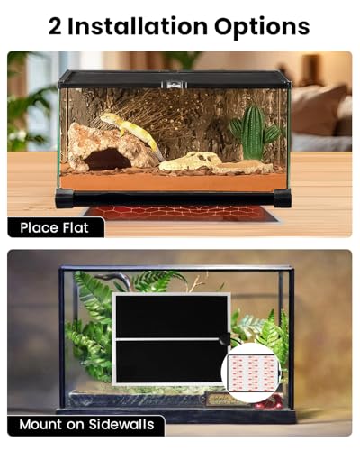 MQ Reptile Terrarium Heat Pad with LCD Digital Aquarium Thermometer, 5.5 x 6in Power Adjustment Under Tank Heater Mat for Pets, Small Animals, Seedling, 5W