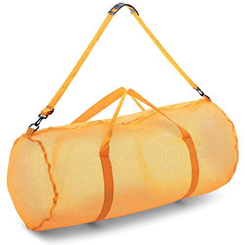 Champion Sports Mesh Duffle Bag – Oversized Breathable Gear Bag with Zipper & Shoulder Strap for Sports, Gym & Travel - color: Yellow