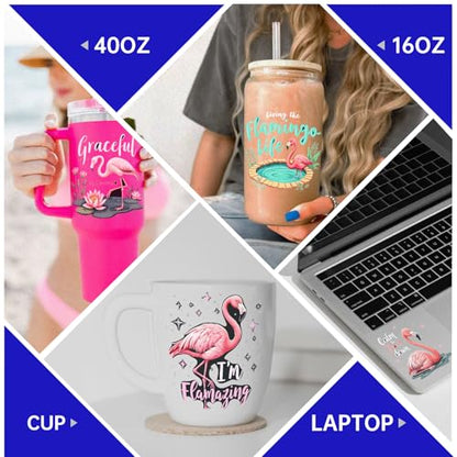 UV DTF Cup Wrap Transfer Stickers, 4 Sheets Flamingos Rub On Transfers for Tumblers Water Bottles Glass Cups Mugs Ceramics - style: Flamingos
