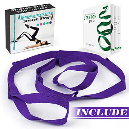 Scotamalone Stretching Yoga Strap Physical Therapy Stretch Bands - color: purple