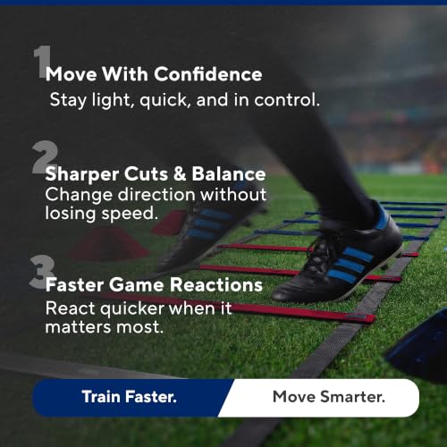 Agility Ladder Set, 12-Rung Speed Ladder + Training Cones, Soccer Training Equipment, Footwork Drills Kit, Speed & Agility Equipment, Football Practice Equipment, Basketball Gear - color: Red, White and Blue