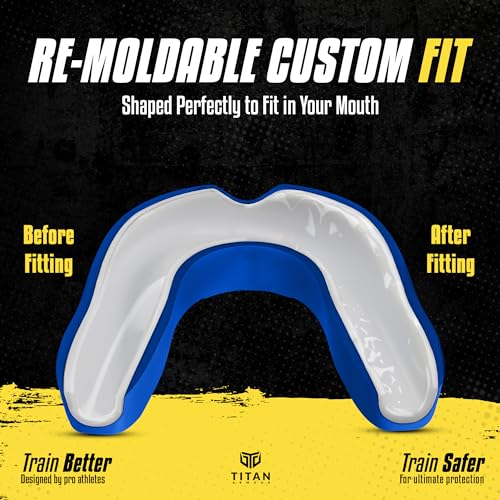 Mouth Guard Boxing, Dual-Layer Boil & Bite Mouthguard, Adult | Premium Dual-Layer | Case Included | Adult & Youth Custom-Fit Mouthpiece | Football, MMA, Hockey, Lacrosse, BJJ, Basketball - color: Blue, size: Adult Age 11+