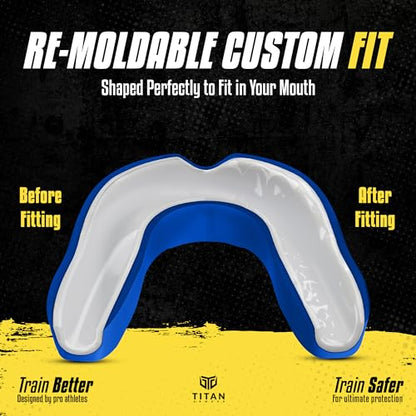 Mouth Guard Boxing, Dual-Layer Boil & Bite Mouthguard, Adult | Premium Dual-Layer | Case Included | Adult & Youth Custom-Fit Mouthpiece | Football, MMA, Hockey, Lacrosse, BJJ, Basketball - color: Blue, size: Adult Age 11+