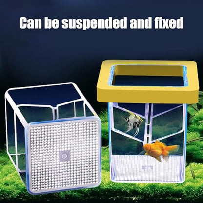 Fish Breeder Box, Floating Isolation Tank, Suction Cup Hatchery, Transparent Aquarium Incubator, 3.39 Inches Safe Breeding Container for Baby Shrimp and Guppy Fish
