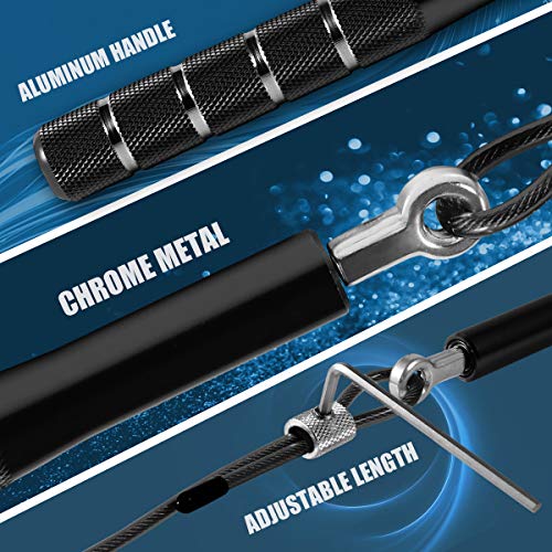 Jump Rope, Wastou Speed Jumping Rope for Training Fitness Exercise, Adjustable Adults Workout Skipping Rope for Men, Women, Kids, Girls - color: Black