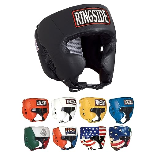 Ringside Competition Boxing Muay Thai MMA Sparring Head Protection Headgear with Cheeks - color: Black, size: X-Large