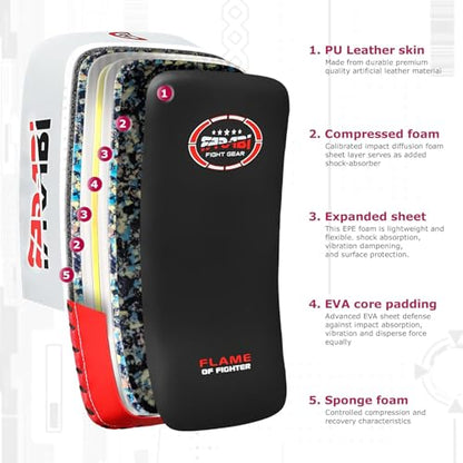 Farabi Thai Pad Training Kick Pad Curved Coaching Pad Kicking Mix Martial Arts x 1 Single Unit - color: Red (Pair)
