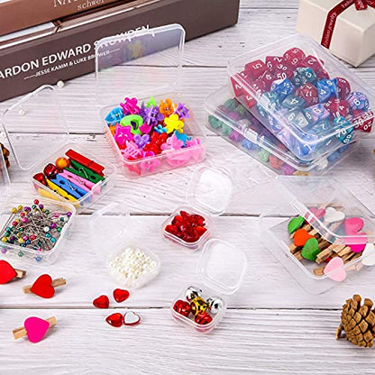 24 Packs Small Clear Plastic Beads Storage Containers Box with Hinged Lid for Storage of Small Items, Crafts, Jewelry, Hardware(2.12 x 2.12 x 0.79 Inches) - size: 2.12 x 2.12 x 0.79 Inches