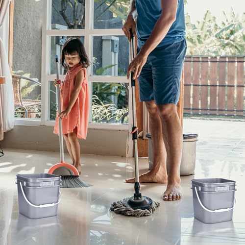 10 Pcs 2.2 Gallon Square Bucket with Lid Food Grade Plastic Bucket 10L Utility Industrial Pail with Handle Container for Food Oil Tub Water Fishing Paint House Cleaning Car Washing(Gray)