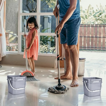 10 Pcs 2.2 Gallon Square Bucket with Lid Food Grade Plastic Bucket 10L Utility Industrial Pail with Handle Container for Food Oil Tub Water Fishing Paint House Cleaning Car Washing(Gray)