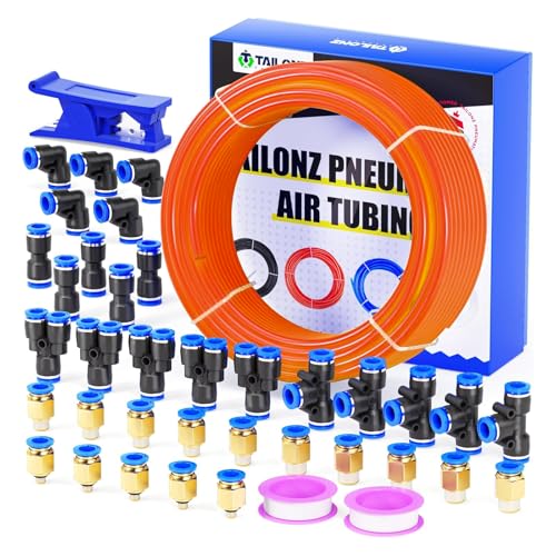 TAILONZ PNEUMATIC Orange 6mm OD 4mm ID Polyurethane PU Air Hose Pipe Tube Kit 32 Meter 100ft - color: Orange, size: 6mm OD/100ft/32m