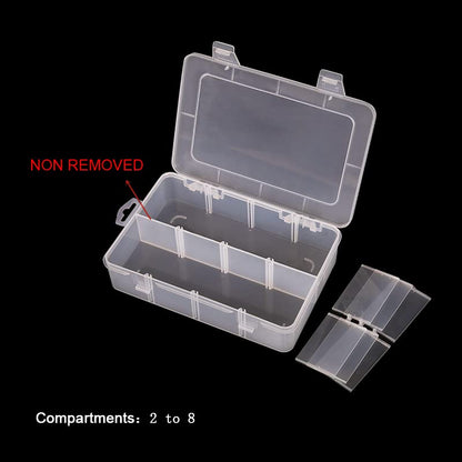 2 Packs 8-Compartments Art Supply Container, Clear Plastic Organizer Box with Dividers for Crafts Jewelry Fishing Tackles Hardware Metal - size: Small 8 grids 2pcs with dividers