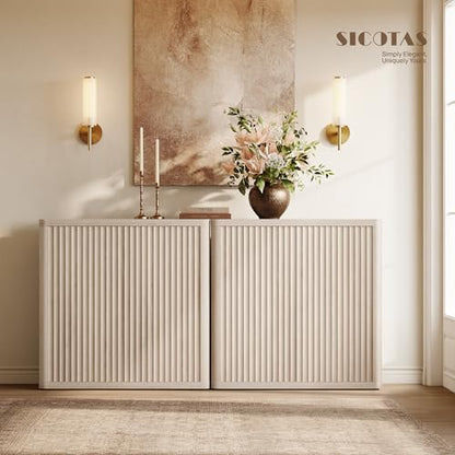 SICOTAS Buffet Cabinet with Storage 69.2" Sideboard Accent Modern Credenza with Doors & Shelves Fluted Tall Media Console Mid Century Coffee Bar Table for Living Room Kitchen Dining Room Hallway