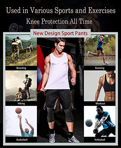 Unlimit Basketball Pants with Knee Pads, Black Knee Pads Compression Pants, 3/4 Capri Leggings - size: Small