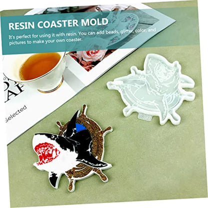Shark Coaster Silicone Mold for DIY Cup Mats Easy Demould Smooth Finish Durable Resin Crafting for Home Decor and Gifts